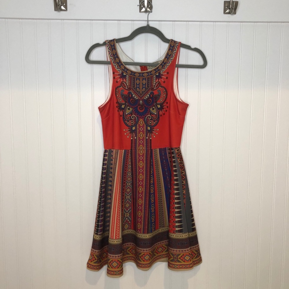 Red Aztec design fashion dress